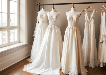 "Obeauty™ Wedding Dress Factory collection featuring LED wedding dresses, light-up wedding gowns, luxury glitter ball gowns, sequin wedding dresses, and elegant silver wedding gowns for a fairy queen look."