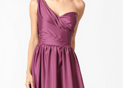 One-shoulder bridesmaid dress in soft satin and flowing chiffon with elegant side slit, showcasing timeless beauty and sophistication for bridal celebrations.